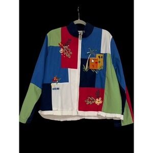 VINTAGE Women's Koret Fransisca  Jacket--Full-Zip 90'S Patchwork PETITE LARGE